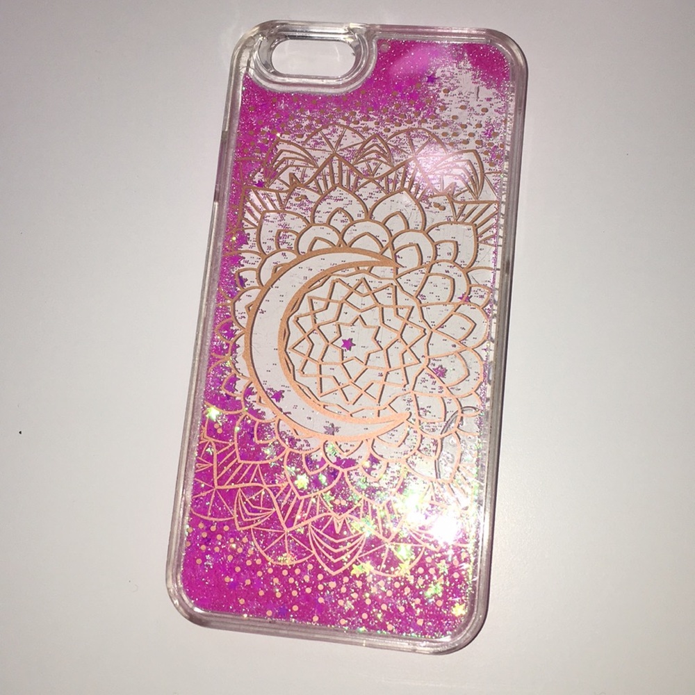 iPhone 6 Copper and pink liquid glitter case